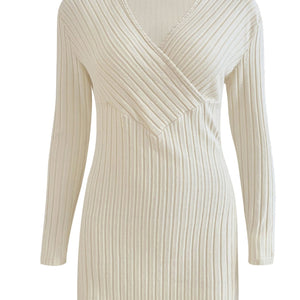 Ribbed Surplice Long Sleeve T-Shirt