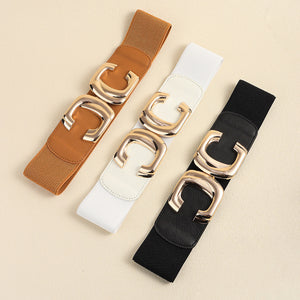 Zinc Alloy Buckle Elastic Wide Belt