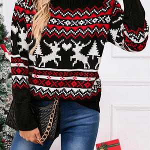 Angel Wings Reindeer Round Neck Long Sleeve Sweater