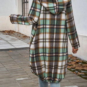 Devine Plaid Zip Up Hooded Coat