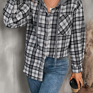 Plaid Long Sleeve Hooded Jacket