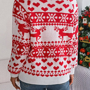 Christmas Element Round Neck Long Sleeve Sweater