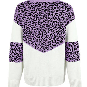 Leopard V-Neck Dropped Shoulder Sweater