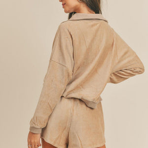 MABLE Corduroy Half Zip Top and Shorts Set