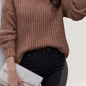 Turtleneck Dropped Shoulder  Pullover Sweater