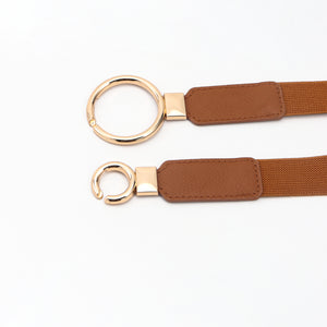 Double Ring Buckle Elastic PU Belt