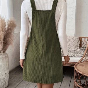 Pocketed Wide Strap Overall Dress