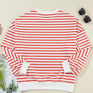 Striped Dropped Shoulder Long Sleeve Sweatshirt