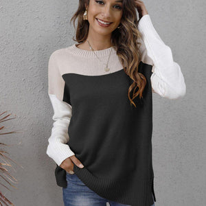 Color Block Round Neck Sweater