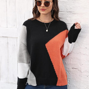 Color Block Round Neck Sweater