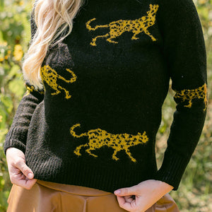 Animal Print Round Neck Sweater