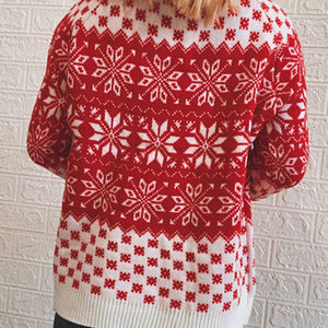 Snowflake Pattern Long Sleeve Sweater