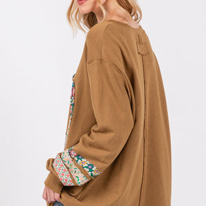 SAGE + FIG Peace Applique Patch Long Sleeve Top