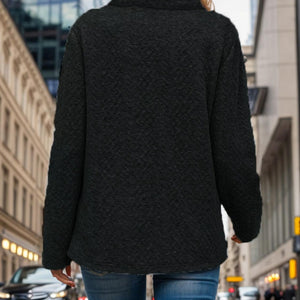 Pocketed Turtleneck Long Sleeve Sweatshirt