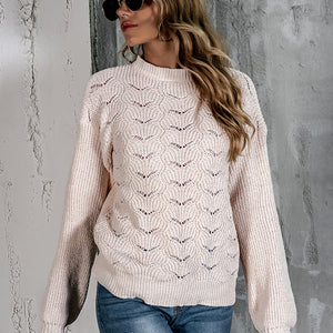 Openwork Mock Neck Long Sleeve Sweater