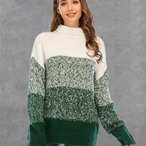 Angel Wings Color Block Turtleneck Sweater