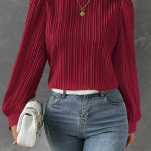 Round Neck Long Sleeve Blouse