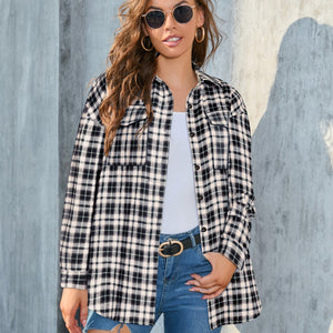 Full Size Plaid Button Up Pocketed Shirt