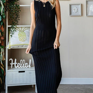 First Love Ribbed Knit Sleeveless Fitted Midi Dress