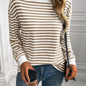 Ivy Lane Striped Round Neck Long Sleeve Sweatshirt