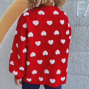 Heart Button Up Long Sleeve Cardigan