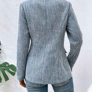 Lapel Collar Long Sleeve Blazer with Pockets