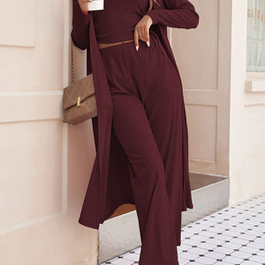 Drawstring Tank, Long Sleeve Cover Up and Pants Set