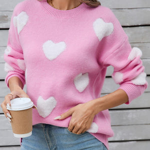 Angel Wings Heart Round Neck Long Sleeve Sweater