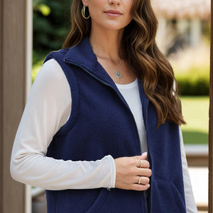 Zip Up Vest Coat with Pockets