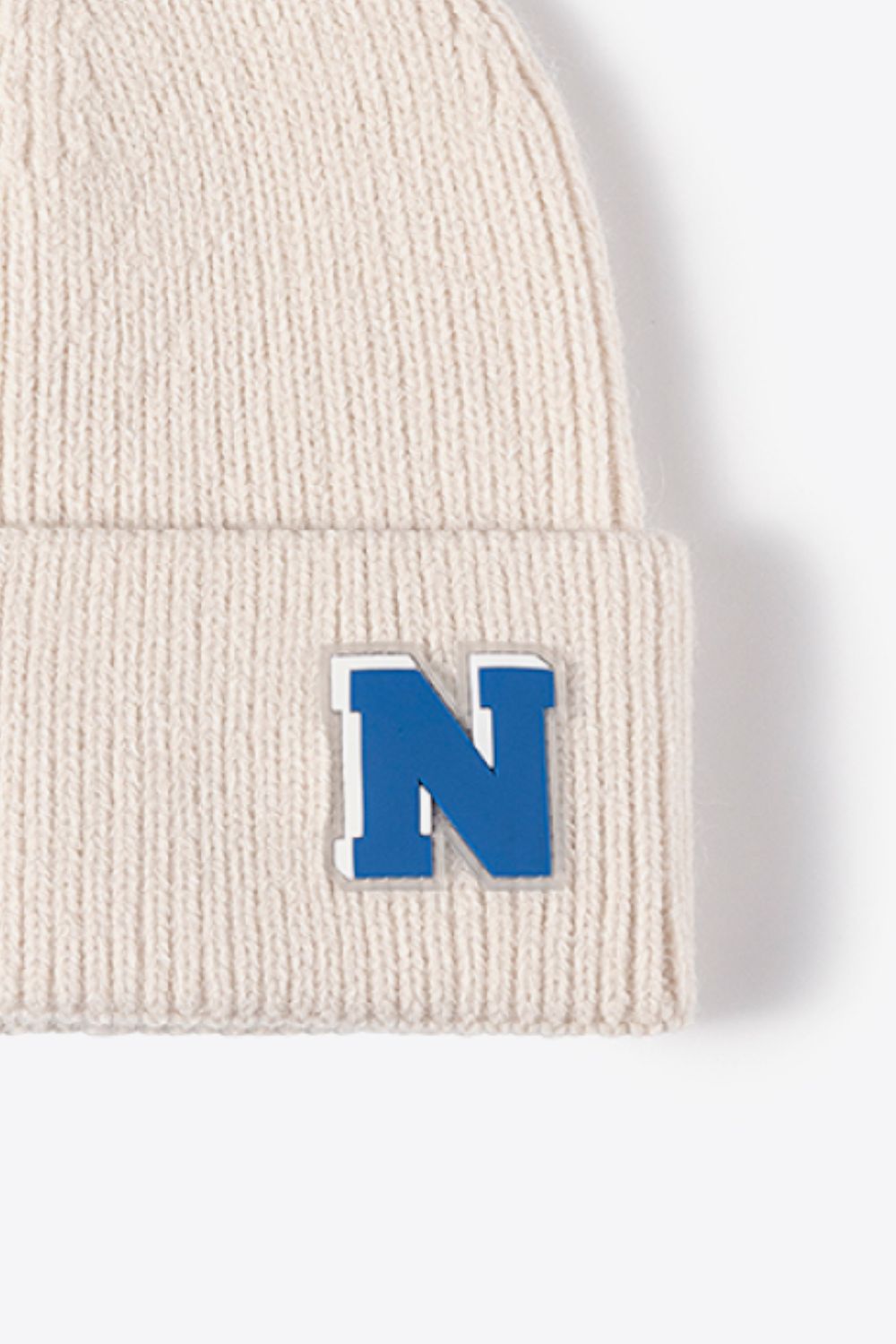 Letter N Patch Cuffed Knit Beanie