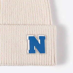 Letter N Patch Cuffed Knit Beanie