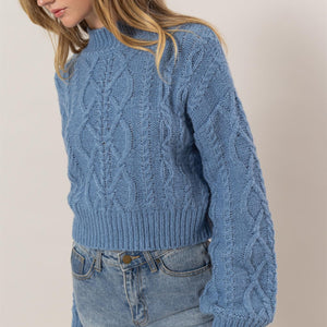 HYFVE Cable-Knit Mock Neck Dropped Shoulder Sweater