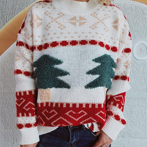 Christmas Tree Mock Neck Long Sleeve Sweater