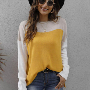 Color Block Round Neck Sweater