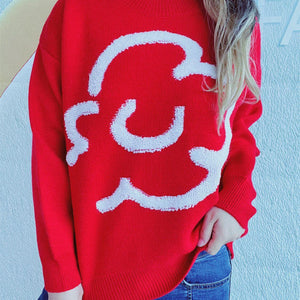 Contrast Round Neck Long Sleeve Sweater