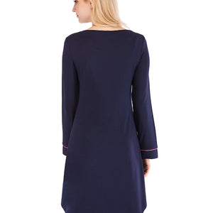 Round Neck Night Dress with Pocket