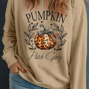 Plus Size Pumpkin Graphic Long Sleeve Sweatshirt