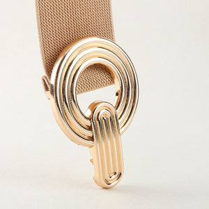 Geometric Buckle Elastic Wide Belt