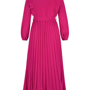 Pleated Surplice Tie Waist Maxi Dress