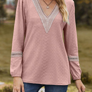 V-Neck Long Sleeve Blouse