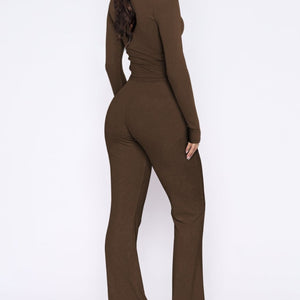 V-Neck Long Sleeve Top and Pants Set