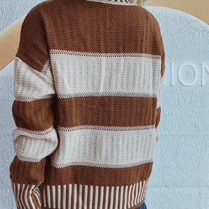 Contrast Round Neck Long Sleeve Sweater