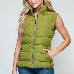 Snobbish Zip Up Turtleneck Vest with Pockets