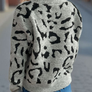 Leopard V-Neck Button Up Cardigan