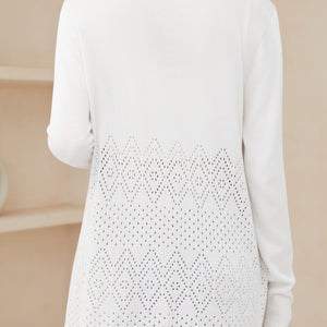 Openwork Open Front Long Sleeve Cardigan