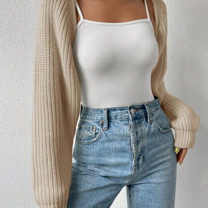 Honey Open Front Long Sleeve Cropped Cardigan