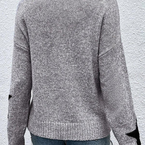 Star Round Neck Dropped Shoulder Sweater