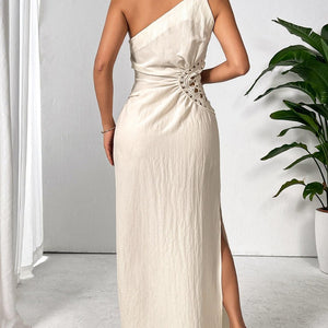 Honey Slit One Shoulder Sleeveless Maxi Dress