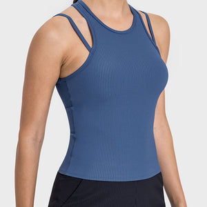 Millennia Cutout Round Neck Racerback Active Tank