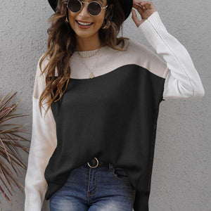 Color Block Round Neck Sweater